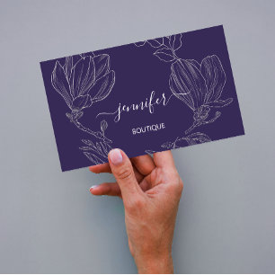 Boutique Shop Grey Silver Flowers QR Code Logo  Business Card