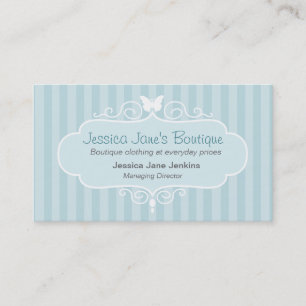 Boutique shop mint blue green stripe business card