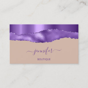 Boutique Shop QR Code Rose Purple Glitter Business Card