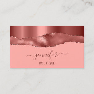 Boutique Shop Rose Glitter Abstract QR Code Pink Business Card