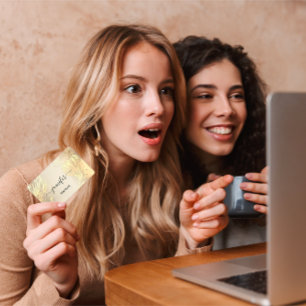 Boutique Shop SPA Gold Flowers QR Code  Business Card