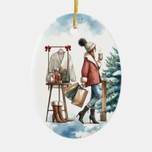 Boutique Shopping Fashionista Personalised Ceramic Tree Decoration