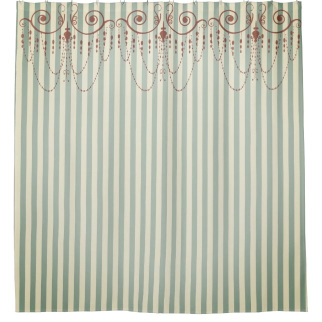 Boutique Stripes Blue / Chandeliers - Shower Curtain (Front)