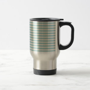 Boutique Stripes (Blue Green Aqua)  - Travel Mug