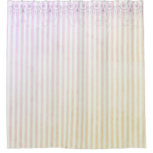 Boutique Stripes Lavender / Chandeliers - Shower Curtain