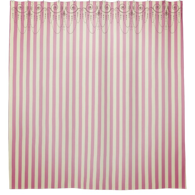 Boutique Stripes Pink / Chandeliers - Shower Curtain (Front)