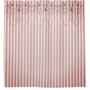 Boutique Stripes Pink / Chandeliers - Shower Curtain