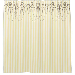 Boutique Stripes Yellow / Chandeliers - Shower Curtain