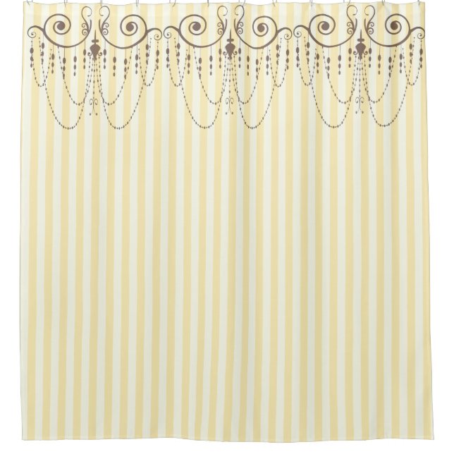 Boutique Stripes Yellow / Chandeliers - Shower Curtain (Front)