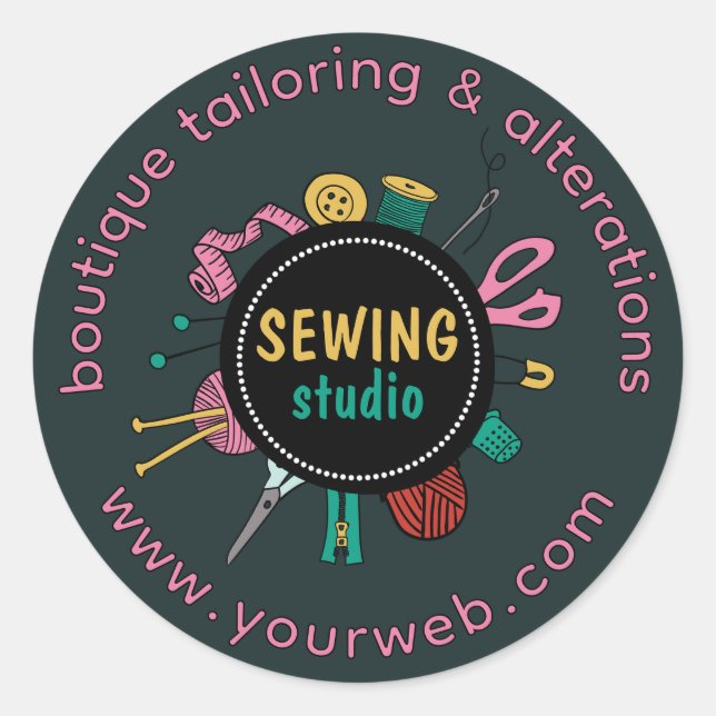 Boutique Tailoring & Alterations – Sewing Studio  Classic Round Sticker (Front)