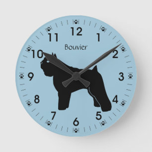 Bouvier des Flanders Dog Silhouette Personalised Round Clock