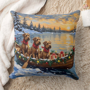 Bouvier des Flandres Christmas Boat Holiday Cushion
