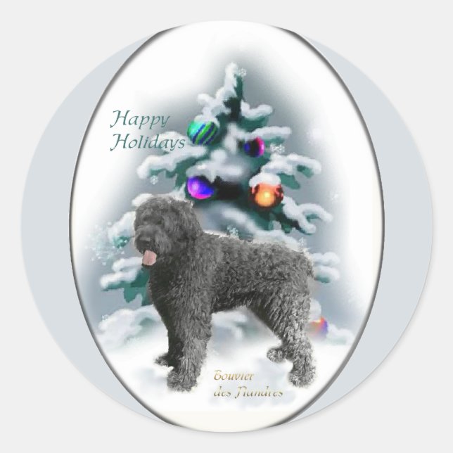 Bouvier des Flandres Christmas Gifts Classic Round Sticker (Front)
