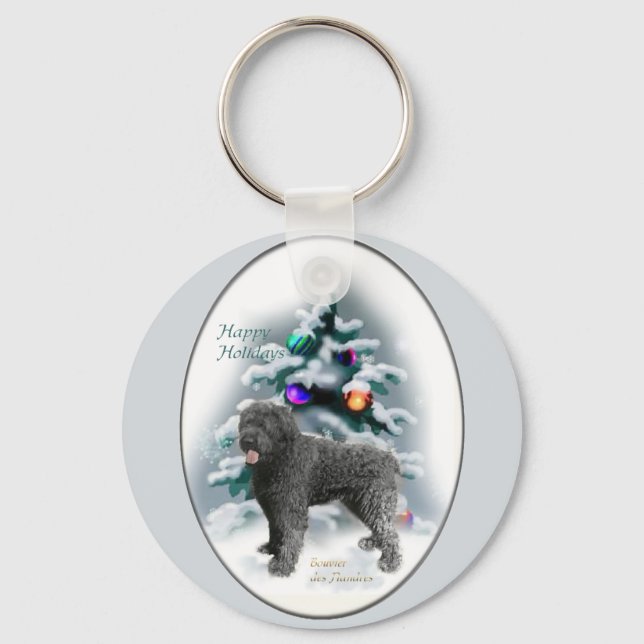 Bouvier des Flandres Christmas Gifts Key Ring (Front)