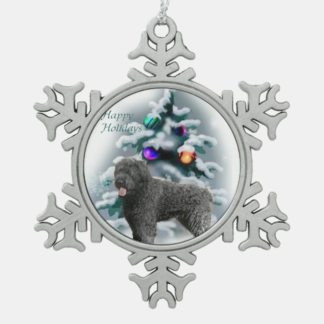 Bouvier des Flandres Christmas Snowflake Pewter Christmas Ornament (Front)