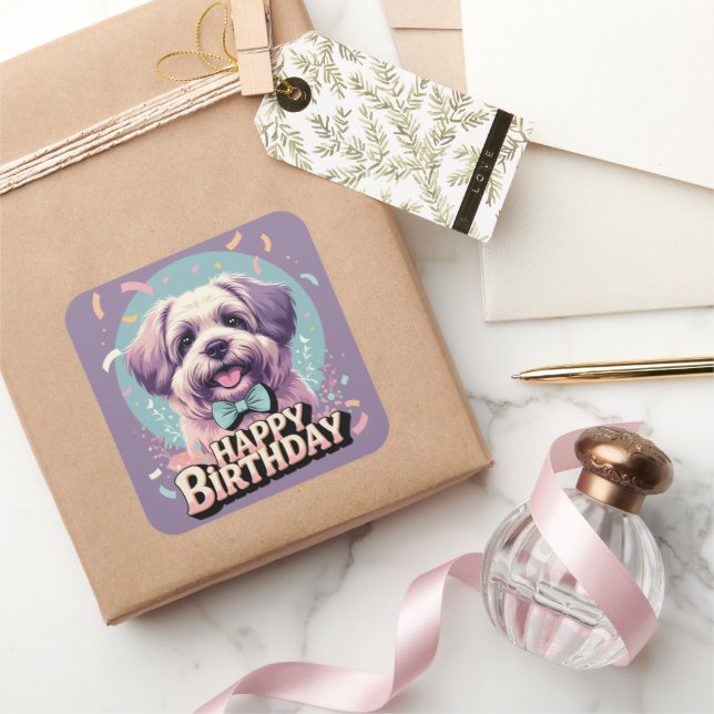 Bouvier des Flandres Dog Colourful  Square Sticker (Gifting)