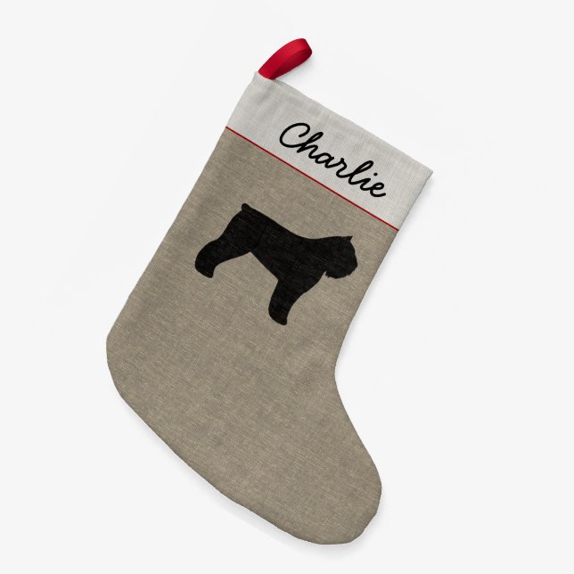 Bouvier des Flandres Dog Silhouette Personalised Small Christmas Stocking (Front (Hanging))