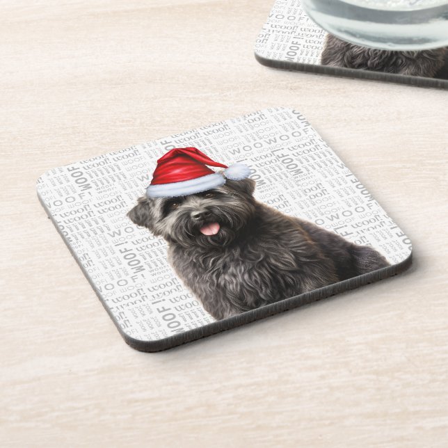 Bouvier des Flandres Dog Woof Word Art Holiday Coaster (Left Side)