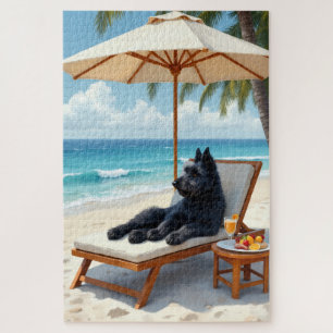 Bouvier des Flandres Luxury Beach Scene Jigsaw Puzzle