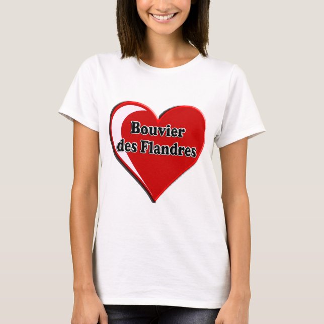 Bouvier des Flandres on Heart for dog lovers T-Shirt (Front)