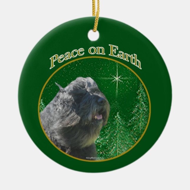 Bouvier Des Flandres Peace Ceramic Tree Decoration (Front)