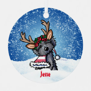 Bouvier des Flandres Reindeer Metal Tree Decoration