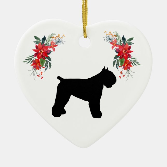Bouvier des Flandres Silhouette Holiday Ceramic Tree Decoration (Front)