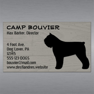 Bouvier des Flandres Silhouette Wood Grain Magnetic Business Card