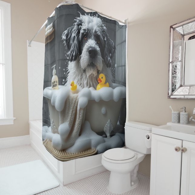 Bouvier Des Flandres Sloppy Sleepy Cute Funny Shower Curtain (In Situ)