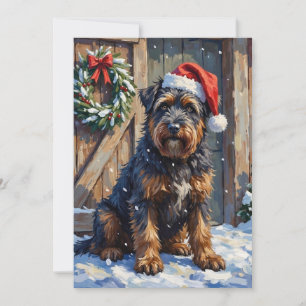 Bouvier des Flandres Snowy Farm Christmas Holiday Card