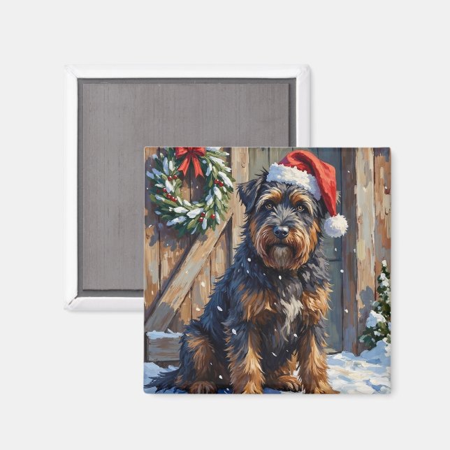 Bouvier des Flandres Snowy Farm Christmas Magnet (Front/Back)