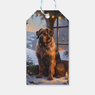 Bouvier des Flandres with Christmas Lights Holiday Gift Tags