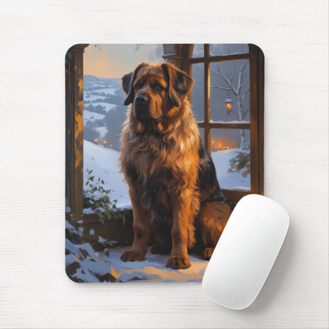 Bouvier des Flandres with Christmas Lights Holiday Mouse Mat (With Mouse)