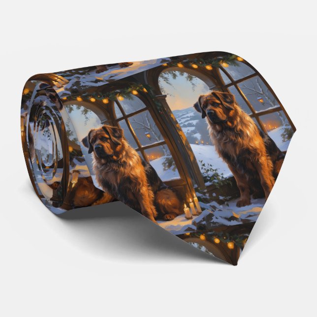 Bouvier des Flandres with Christmas Lights Holiday Tie (Rolled)