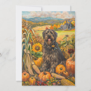 Bouviers des Flandre Autumn Harvest Thanksgiving Holiday Card