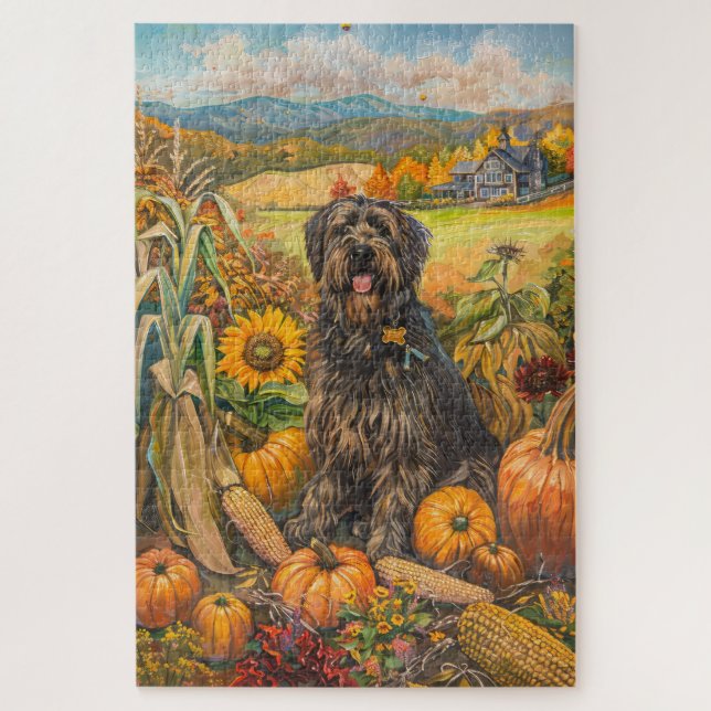 Bouviers des Flandre Autumn Harvest Thanksgiving Jigsaw Puzzle (Vertical)