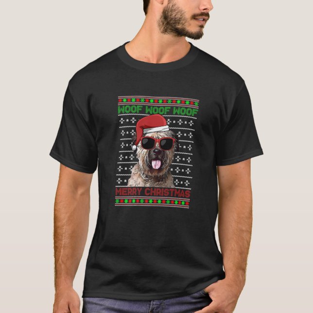 Bouviers Des Flandre Dog Funny Woof Merry Christma T-Shirt (Front)