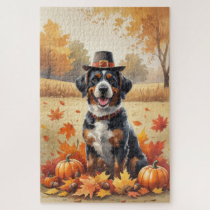 Bouviers des Flandres Autumn Leaves Thanksgiving Jigsaw Puzzle