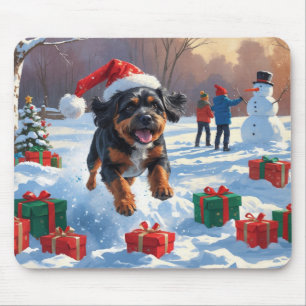 Bouviers des Flandres Christmas Festive Snow Scene Mouse Mat