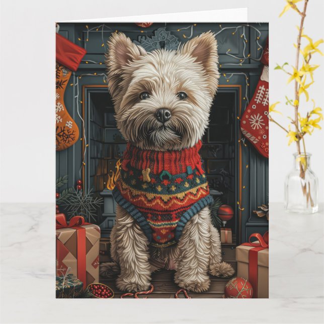 Bouviers Des Flandres Christmas Gifts Fireplace Card (Yellow Flower)