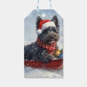 Bouviers Des Flandres Dog in Sledge Christmas Gift Tags