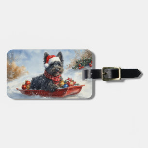Bouviers Des Flandres Dog in Sledge Christmas Luggage Tag