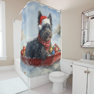 Bouviers Des Flandres Dog in Sledge Christmas Shower Curtain