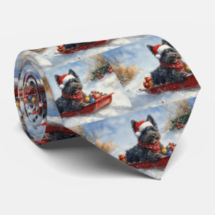 Bouviers Des Flandres Dog in Sledge Christmas Tie