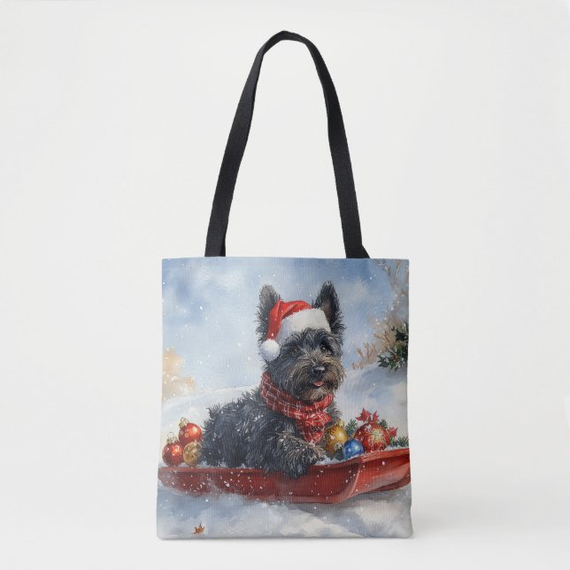 Bouviers Des Flandres Dog in Sledge Christmas Tote Bag (Front)