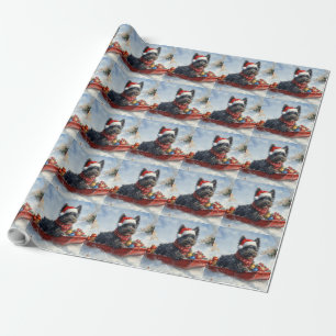 Bouviers Des Flandres Dog in Sledge Christmas Wrapping Paper