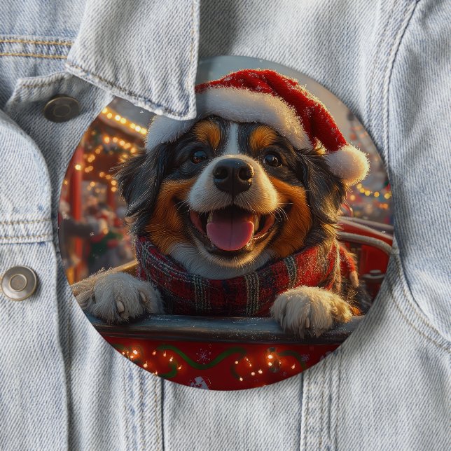 Bouviers des Flandres Dog Roller Coaster Christmas 6 Cm Round Badge (In Situ)
