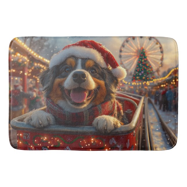 Bouviers des Flandres Dog Roller Coaster Christmas Bath Mat (Front)