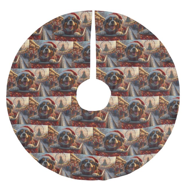 Bouviers des Flandres Dog Roller Coaster Christmas Brushed Polyester Tree Skirt (Front)