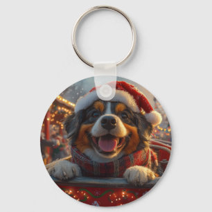 Bouviers des Flandres Dog Roller Coaster Christmas Key Ring
